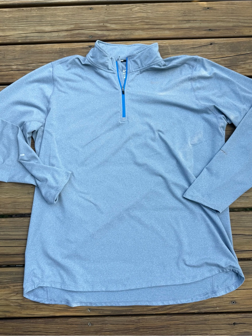 Nike Dri-FIT Heather Blue Running Shirt with White Logo